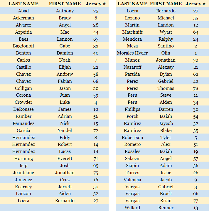 Football Roster